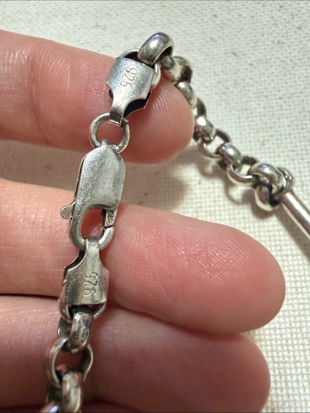 Sterling Silver 925 Textured Bead Bracelet 7’ inch - Picture 7 of 12